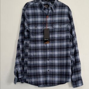 Orvis Men's Navy and Gray Plaid Button Down Shirt